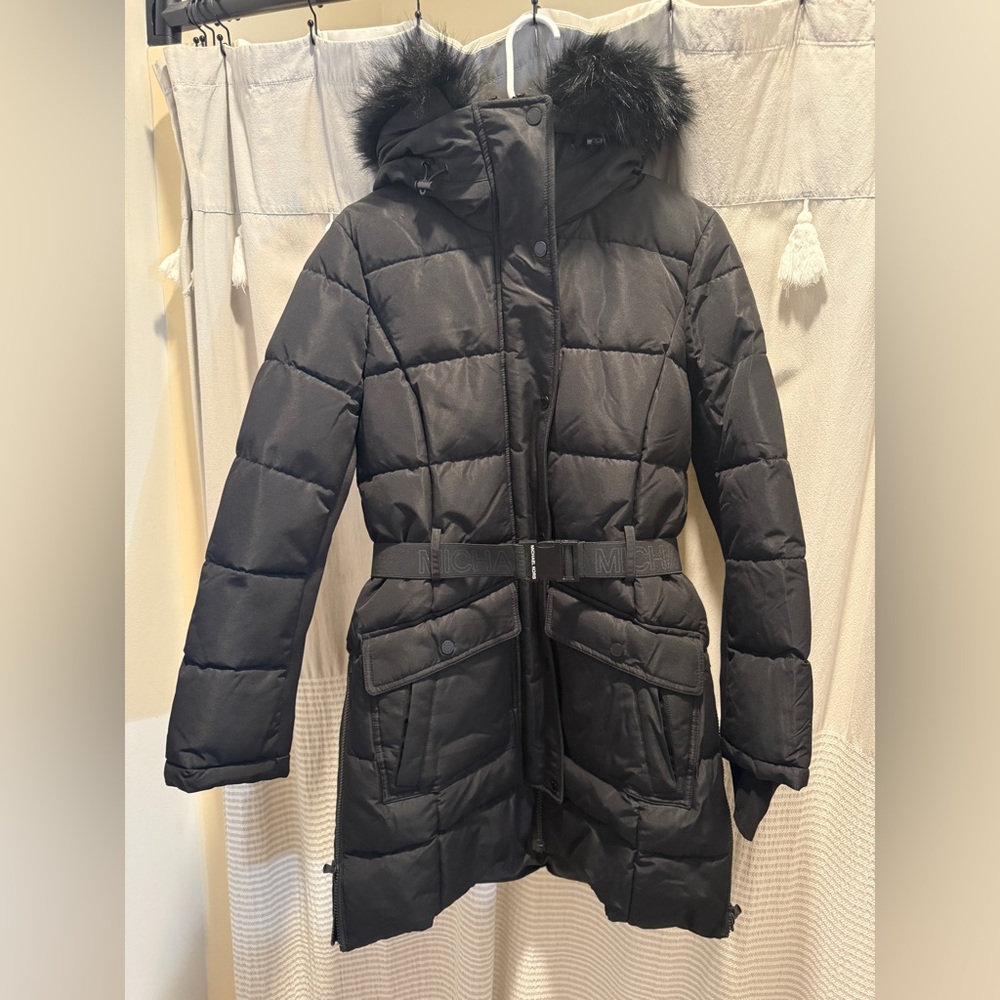 Michael Kors Black Hooded Puffer Jacket